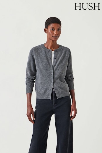 Hush Grey Slim Daphne Cashmere Button Through Cardigan (AU7192) | £170