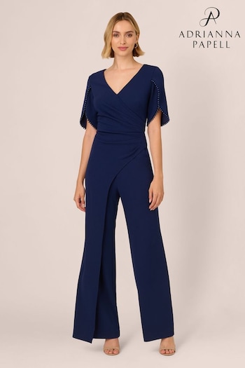 Adrianna Papell Blue Pearl Knit Crepe Jumpsuit (AU7282) | £189