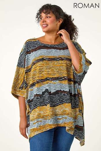 Roman Yellow Curve Abstract Print Snit Top (AU7312) | £32