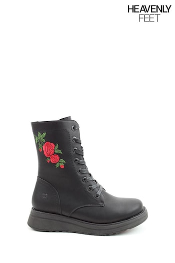 Heavenly Feet Martina4 Rose Ankle Black Boots (AU7449) | £60