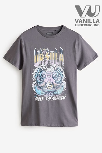 Vanilla Underground Grey Womens Disney The Little Mermaid Ursula 100% cotton Licensed Halloween T-Shirt (AU7668) | £0