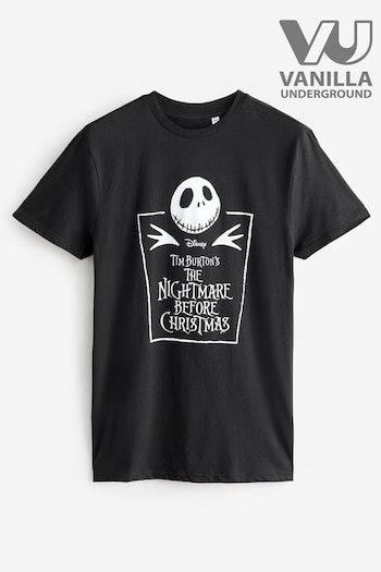 Vanilla Underground Black Unisex Adults Disney The Nightmare Before Christmas Licensed Halloween 100% Cotton T-Shirt (AU7672) | £21