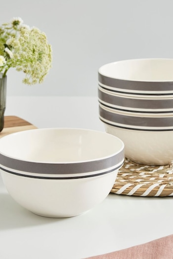 Portmeirion Set of 4 Grey Potter's Stripe 7 Inch Stacking Bowls (AU7714) | £58