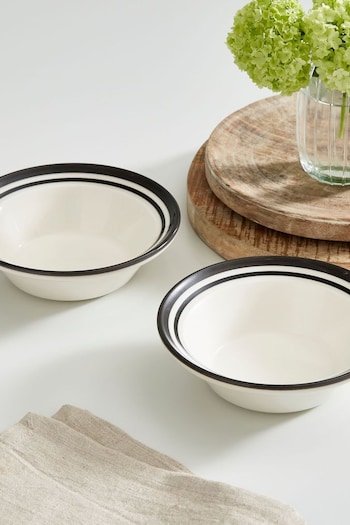 Portmeirion Set of 4 Black Potter's Stripe Oatmeal Bowls (AU7733) | £32