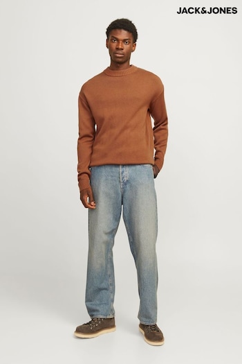 JACK & JONES Brown Ribbed Turtle Neck Knitted Jumper (AU8103) | £30