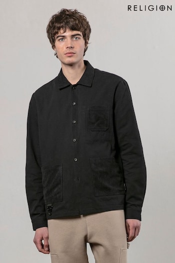 Religion Black Clip Overshirt (AU8195) | £80