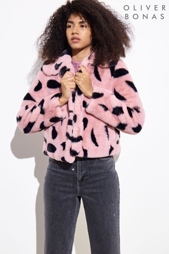 Women s Pink Faux Fur Coats Jackets Next Official Site