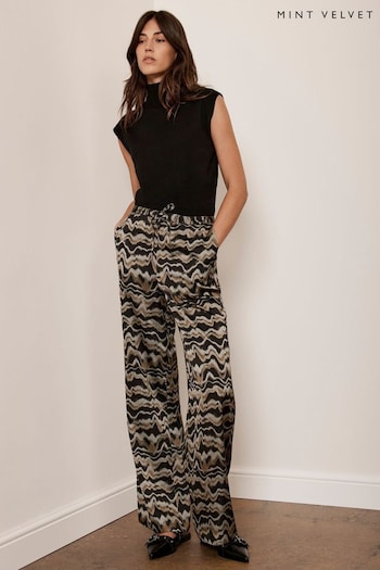 Mint Velvet Gold Abstract Print Wide staud trousers (AU8893) | £99