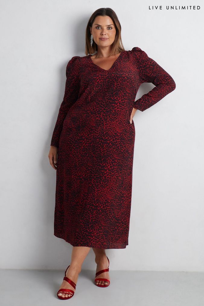 Buy Women s Red Animal Print V Neck Dresses Online Next UK