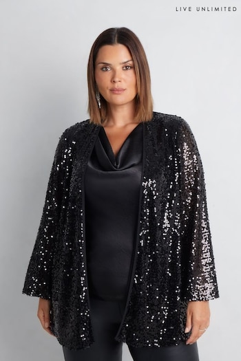 Live Unlimited Black Curve Sequin Kimono (AU8926) | £89