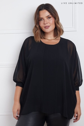 Live Unlimited Black Pleat Front Top (AU8946) | £79