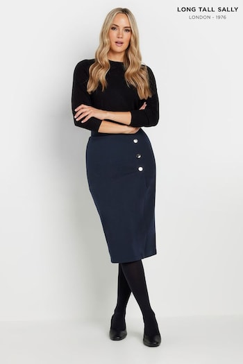 Long Tall Sally Blue Side Wrap Tailored Skirt (AU9009) | £36