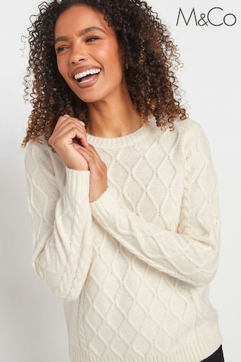 M&Co Cream Big Diamond Cable Jumper (AU9062) | £33