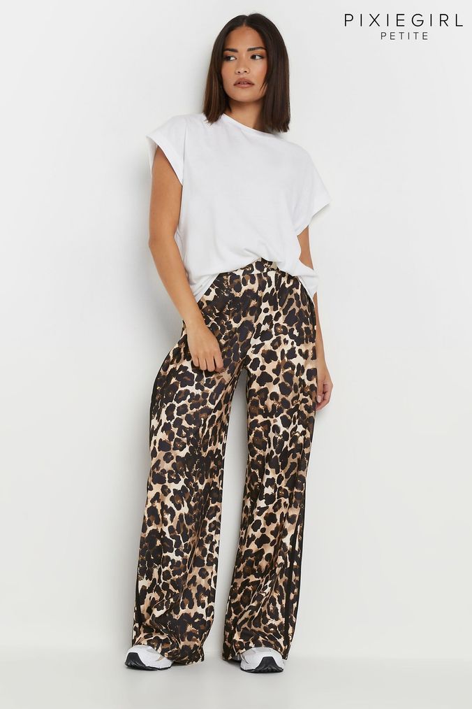 Animal Print Trousers Wide Cropped Trousers Next