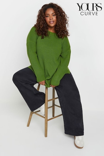 Yours Curve Green Drop Shoulder Solid Jumper (AU9352) | £24