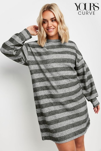 Yours Curve Grey Soft Touch Ribbed Jumper Dress (AU9368) | £31