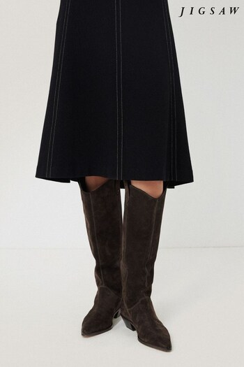 Jigsaw Brown Suede Knee High Western Boots (AU9649) | £250