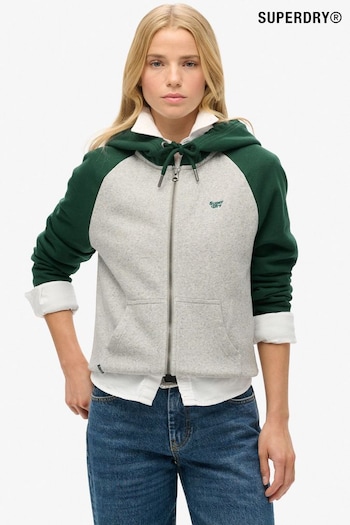 Superdry Green Essential Baseball Zip Hoodie (AU9838) | £55