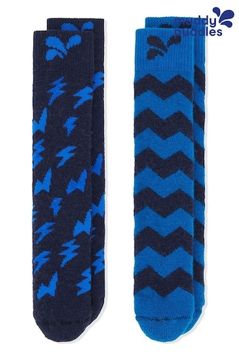 Muddy Puddles Blue Merino Mix Twin Pack Socks (AU9992) | £28