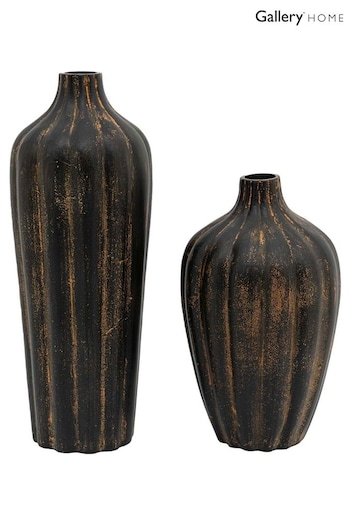 Gallery Home Set of 2 Black Bode Vases (AV0069) | £80