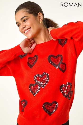 Roman Orange Heart Sequin Detail Jumper (AV0878) | £42