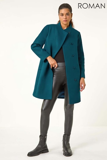 Roman Blue Tailored Funnel Neck Coat (AV0889) | £85