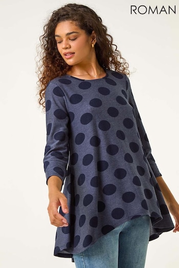 Roman Blue Textured Spot Swing Hem Tunic (AV0894) | £35