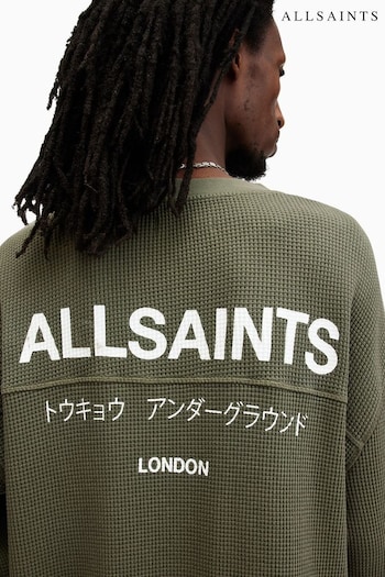 AllSaints Green Crypt Long Sleeves Crew 100% Cotton T-Shirt (AV1264) | £65