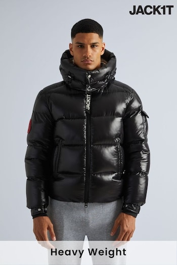 JACK1T EZ Slick Puffer Hooded Black Jacket (AV1423) | £345