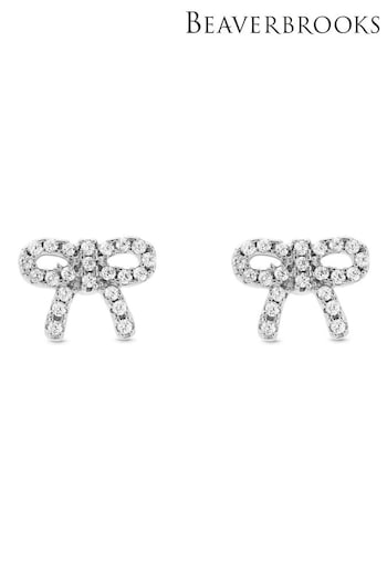 Beaverbrooks Sterling Silver Cubic Zirconia Bow Stud Earrings (AV1556) | £40