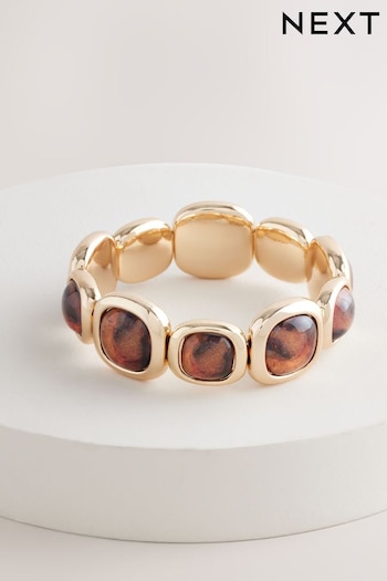 Gold Tone Resin Stretch Bracelet Made With Recycled Metals (AV1838) | £18