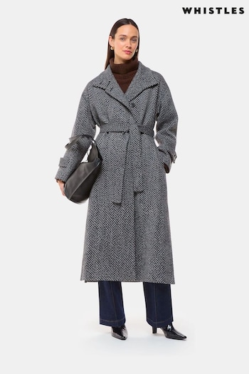 Whistles Grey Petite Cosette Funnel Neck Coat (AV2403) | £329