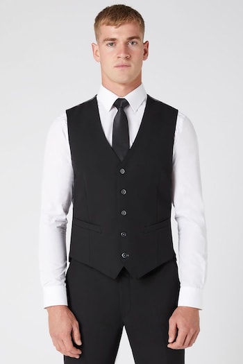 Remus Uomo Black Tapered Fit Stretch Waistcoat (AV2414) | £60