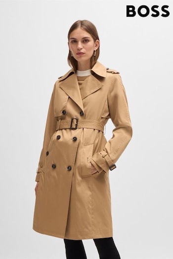 BOSS Natural Double Breasted Belted Trench Coat (AV3116) | £389