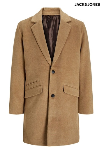 JACK & JONES Brown Wool Blend Tailored Coat (AV3670) | £70