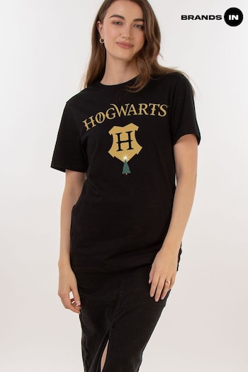 Brands In Black Women Boyfriend Fit Harry Potter Hogwarts 100% Cotton T-Shirt (AV3695) | £23