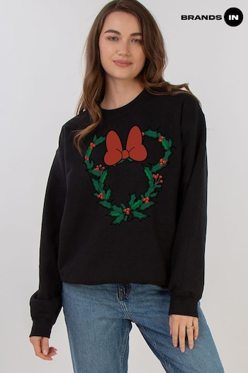 Brands In Black Women Disney Minnie Mouse Christmas Wreath Sweatshirt (AV3701) | £36