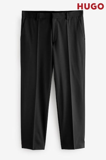 HUGO Black Wool Blend Stretch Poplin Trousers (AV3793) | £129