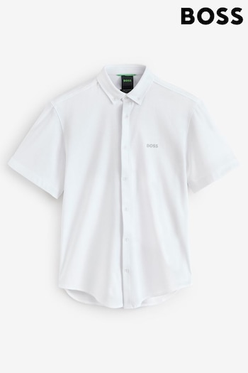 BOSS White Regular-Fit Knitted Cotton Shirt (AV3964) | £99