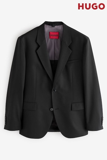 HUGO Black Modern-Fit Suit Jacket In Wool-Blend Poplin (AV3968) | £289