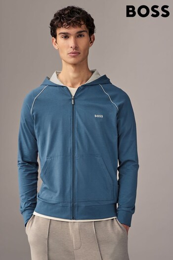 BOSS Blue Stretch Cotton Zip-Up Hoodie (AV4340) | £69