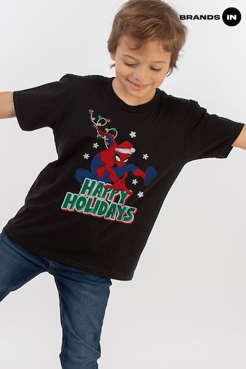 Brands In Black Boys Marvel Avengers Christmas 100% Cotton T-Shirt (AV4413) | £18