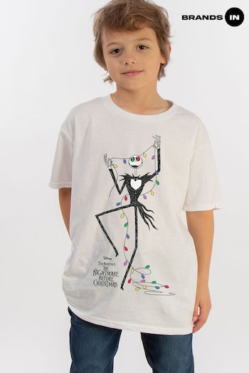 Brands In White Disney The Nightmare Before Christmas Lights Boys T-Shirt (AV4415) | £18