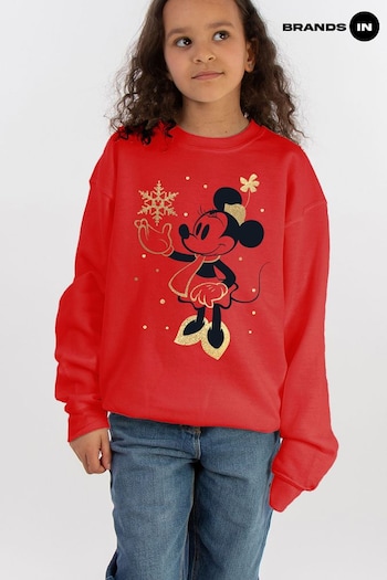 cotton In Red Disney Minnie Mouse Snow Fall Girls Sweatshirt (AV4417) | £25