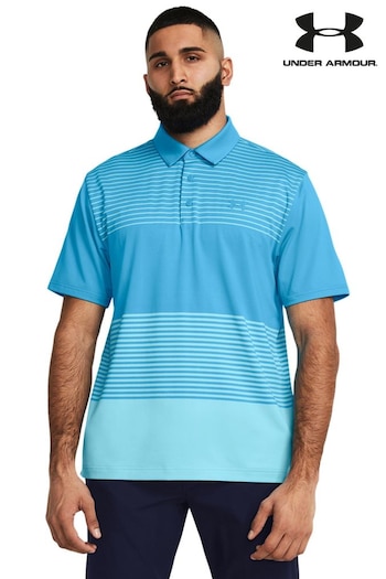 Under Armour Bright Blue Golf Playoff 3.0 Stripe Polo Shirt (AV4621) | £50