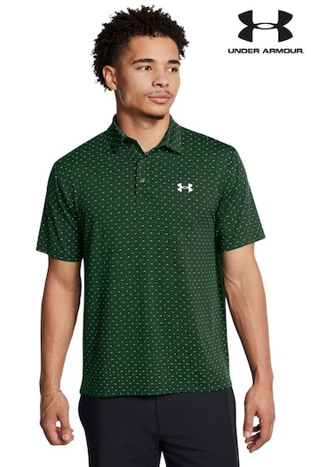 Under Armour Dark Green Golf Playoff 3.0 Printed Polo Shirt (AV4633) | £50