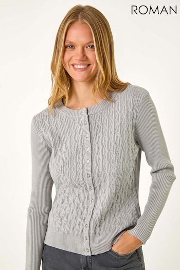 Roman Grey Button Front Short Knit Cardigan (AV4704) | £32