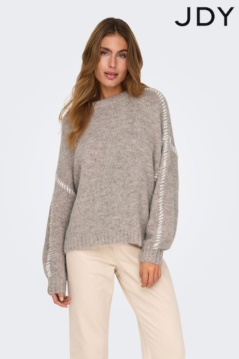 JDY Grey Blanket Stitch Knitted Long Sleeves Jumper (AV4812) | £35