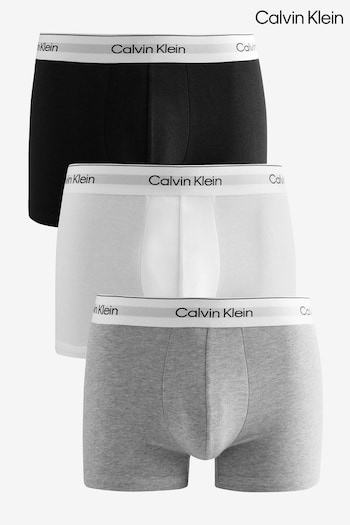 Calvin Klein Black/White/Grey Classic Stretch Trunks 3 Pack Boxers (AV4822) | £42