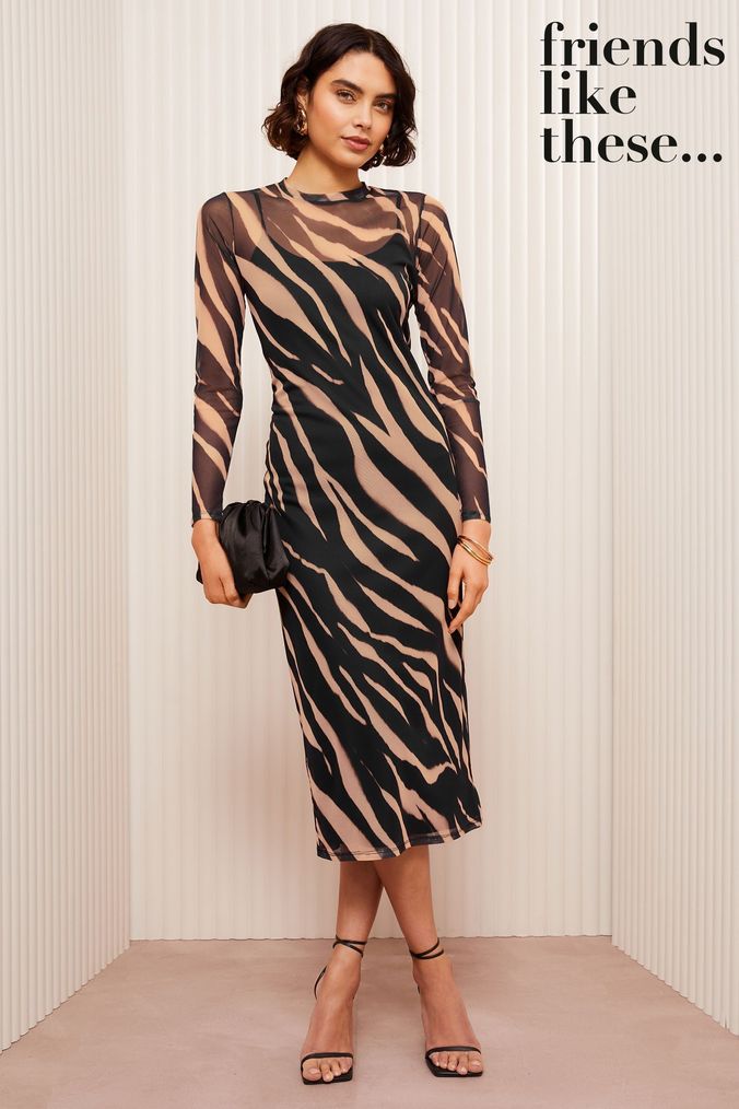 Women s Animal Print Midi Dresses Curve Tall Midi Dresses Next